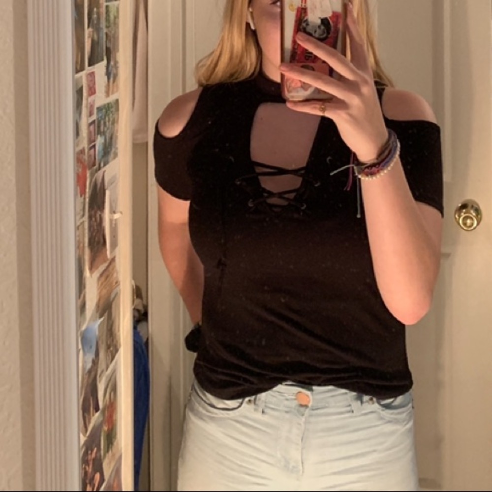 black charlotte russe tied shirt